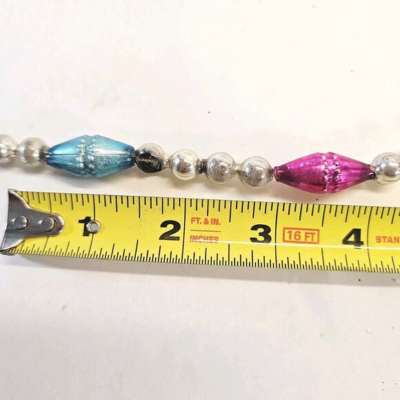 Vintage Christmas Tree Mercury Glass Bead Garland Double Indent Beads & Barrels - Picture 8 of 8